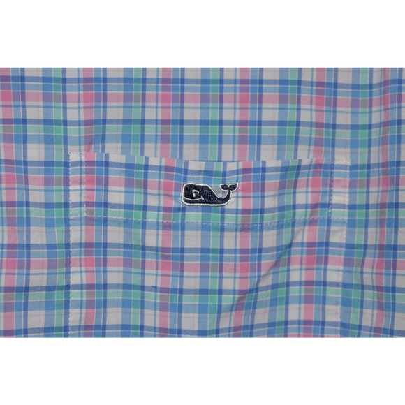 VINEYARD VINES $115 Classic Fit Plaid Performance‎ Tucker Shirt Blue/Pink Medium - Picture 3 of 5